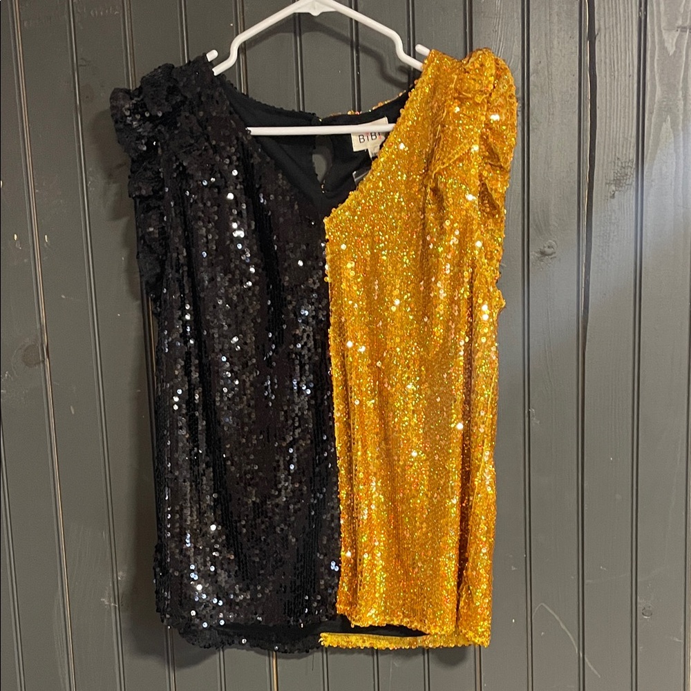 Festive Sequin Women's Top — Game Day, Pittsburgh Black and Yellow
